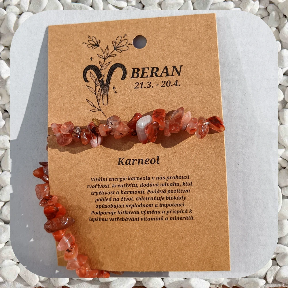 Minerální náramek Karneol ve znamení BERAN