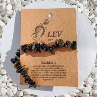 Minerální náramek Obsidián ve znamení LEV